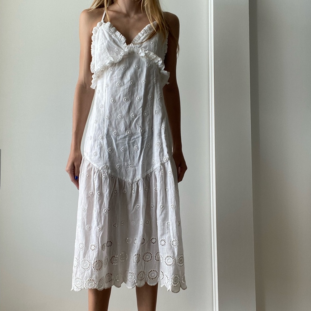 MAJORELLE White lace midi sundress